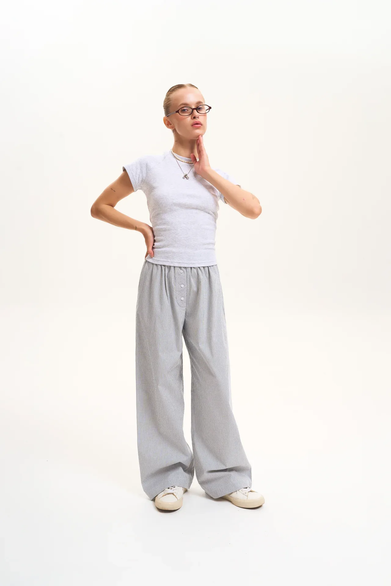 Бавовняні штани в піжамному стилі